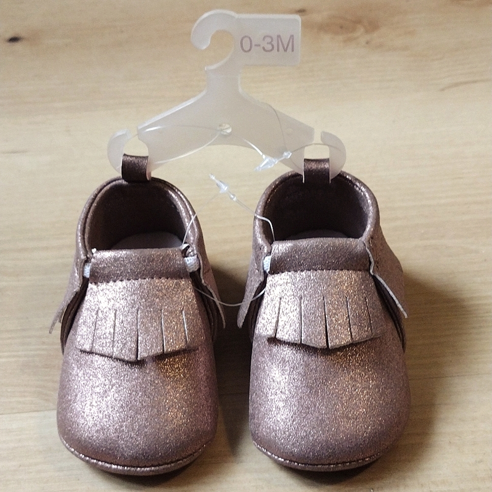 NWT rose gold glitter baby shoes